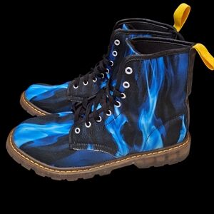 Blue Flame Combat Boots